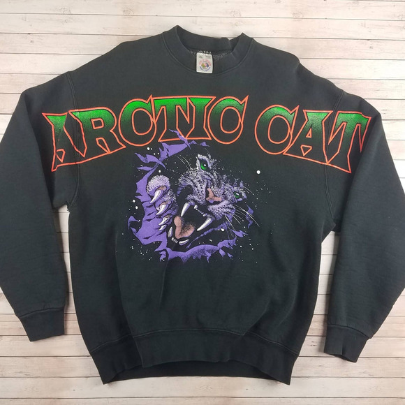 Vintage 1990s Arctic Cat Breakthrough All Over Print Double Sided Sweatshirt - Picture 1 of 7